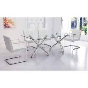 Quilt Armless Dining Chair White (Set of 2) - White