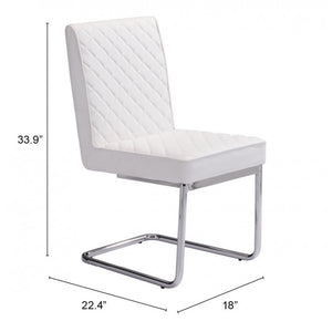Quilt Armless Dining Chair White (Set of 2) - White