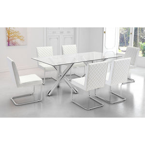 Quilt Armless Dining Chair White (Set of 2) - White