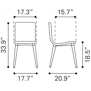 Jericho Dining Chair Gray (Set of 2) - Gray