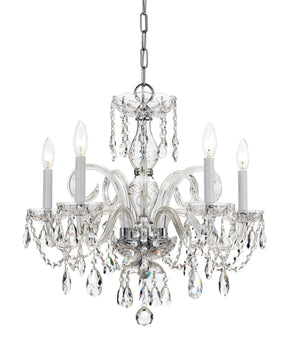 Traditional Crystal 5 Light Hand Cut Crystal Polished Chrome Chandelier