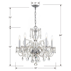 Traditional Crystal 5 Light Hand Cut Crystal Polished Chrome/ Brass Chandelier