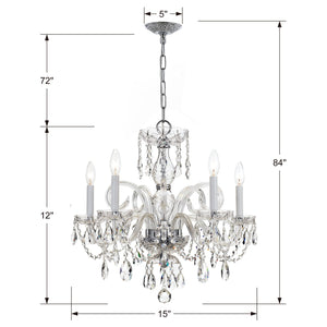 Traditional Crystal 5 Light Hand Cut Crystal Polished Chrome Chandelier
