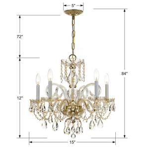 Traditional Crystal 5 Light Hand Cut Crystal Polished Chrome Chandelier