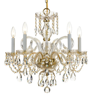 Traditional Crystal 5 Light Hand Cut Crystal Polished Chrome Chandelier