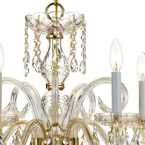 Traditional Crystal 5 Light Hand Cut Crystal Polished Chrome Chandelier