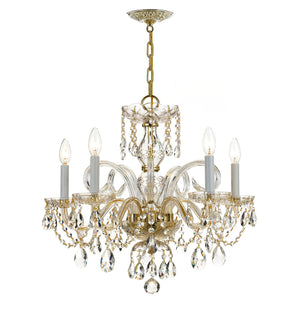 Traditional Crystal 5 Light Hand Cut Crystal Polished Chrome Chandelier