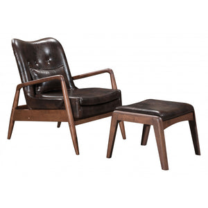 Bully Lounge Chair & Ottoman Brown - Brown