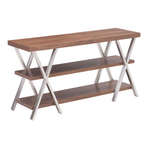 Renmen TV Stainless Steel Stand Walnut - Walnut