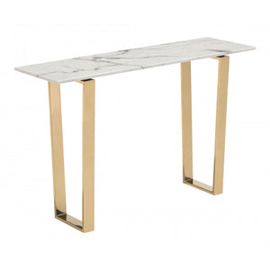 Atlas Console Table - Stone & Gold