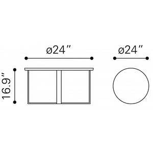 Globe End Table Stone & Stainless Steel - Stone & Brushed Stainless Steel