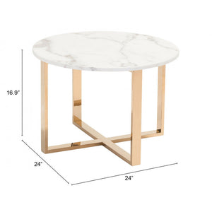Globe End Table Stone & Gold - Gray & Gold