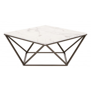 Tintern Coffee Table - Stone & Antique Brass