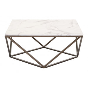 Tintern Coffee Table - Stone & Antique Brass