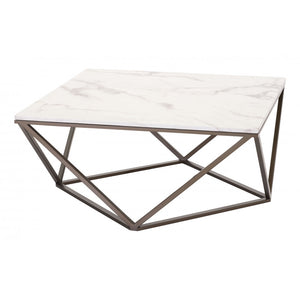 Tintern Coffee Table - Stone & Antique Brass