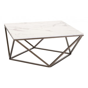 Tintern Coffee Table - Stone & Antique Brass