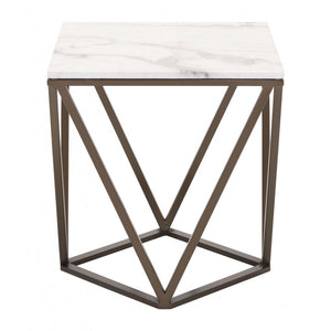 Tintern End Table Stone & Stone & Antique Brass - Stone & Antique Brass
