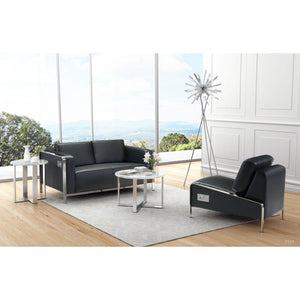Globe End Table Stone & Stainless Steel - Stone & Brushed Stainless Steel