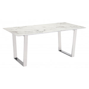 Atlas Dining Table - Stone & Brushed Stainless Steel