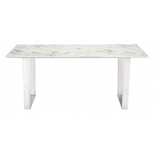 Atlas Dining Table - Stone & Brushed Stainless Steel