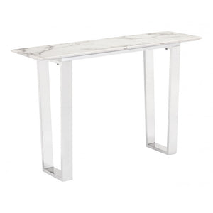 Atlas Console Table - Stone & Brushed Stainless Steel