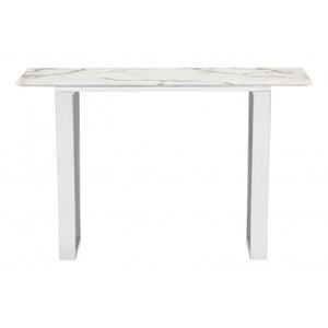 Atlas Console Table - Stone & Brushed Stainless Steel