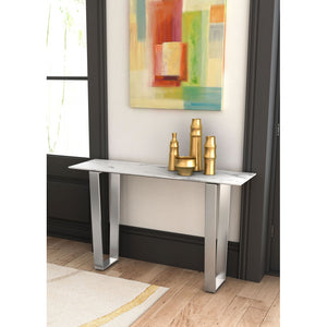 Atlas Console Table - Stone & Brushed Stainless Steel