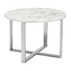 Globe End Table Stone & Stainless Steel - Stone & Brushed Stainless Steel
