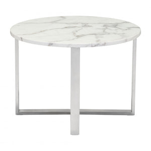 Globe End Table Stone & Stainless Steel - Stone & Brushed Stainless Steel