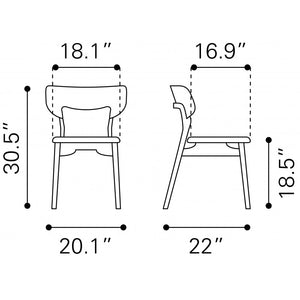 Russell Dining Chair Walnut & Light Gray (Set of 2) - Walnut & Light Gray