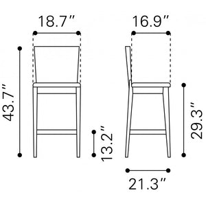 Ambrose Bar Chair (Set of 2) - Walnut & Dark Gray