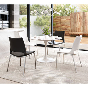 Ace Brushed Stainless Steel Dining Chair (Set of 2) - White