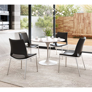 Ace Brushed Stainless Steel Dining Chair (Set of 2) - Black