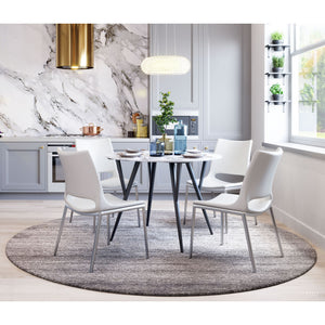Ace Brushed Stainless Steel Dining Chair (Set of 2) - White