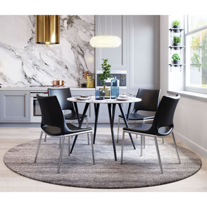 Ace Brushed Stainless Steel Dining Chair (Set of 2) - Black