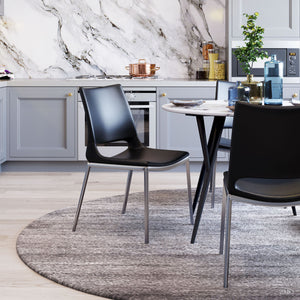 Ace Brushed Stainless Steel Dining Chair (Set of 2) - Black