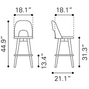 Anton Barstool (Set of 2) - Walnut & Dark Gray