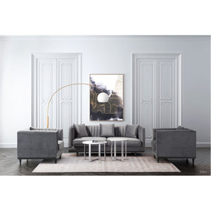Globe End Table Stone & Stainless Steel - Stone & Brushed Stainless Steel
