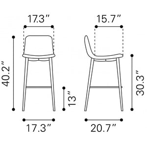 Tangiers Bar Chair Taupe (Set of 2) - Taupe
