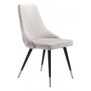 Piccolo Dining Chair Gray Velvet (Set of 2) - Gray