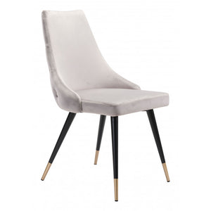 Piccolo Dining Chair Gray Velvet (Set of 2) - Gray