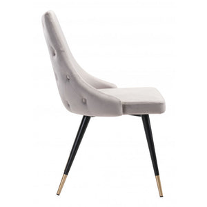 Piccolo Dining Chair Gray Velvet (Set of 2) - Gray