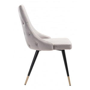 Piccolo Dining Chair Gray Velvet (Set of 2) - Gray
