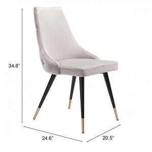 Piccolo Dining Chair Gray Velvet (Set of 2) - Gray