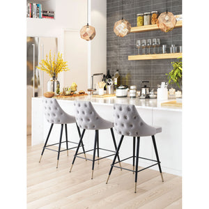 Piccolo Counter Chair Gray Velvet  - Gray