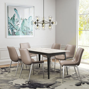 Magnus Dining Chair Gray & Brushed Stainless Steel (Set of 2) - Gray & Brushed Stainless Steel