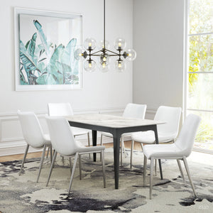 Magnus Dining Chair White & Brushed Stainless Steel (Set of 2) - White & Brushed Stainless Steel