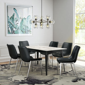 Magnus Dining Chair Black & Brushed Stainless Steel (Set of 2) - Black & Brushed Stainless Steel