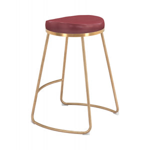 Bree Counter Stool Burgundy  (Set of 2) - Burgundy