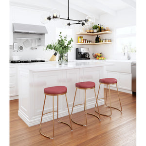 Bree Counter Stool Burgundy  (Set of 2) - Burgundy